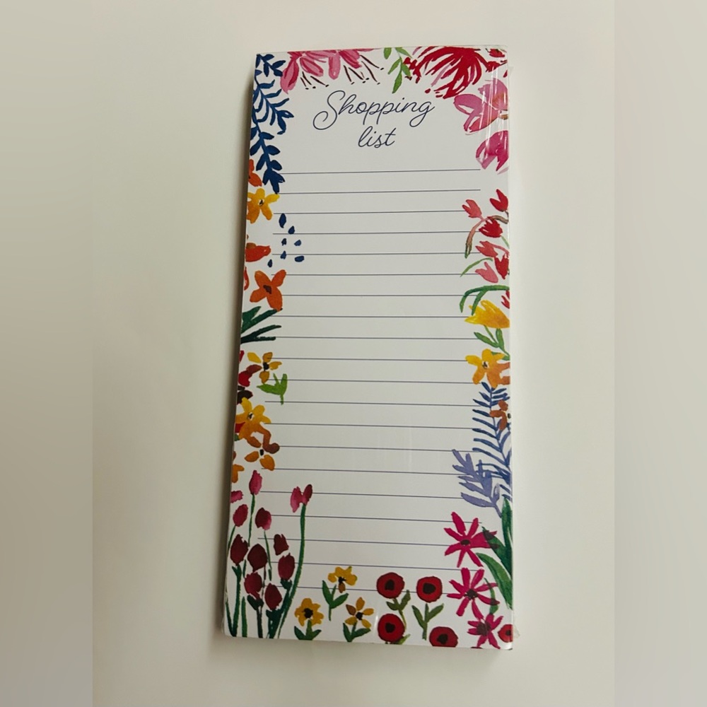 New Long Notepad “Shopping List” Floral Design all around Border made in Vietnam